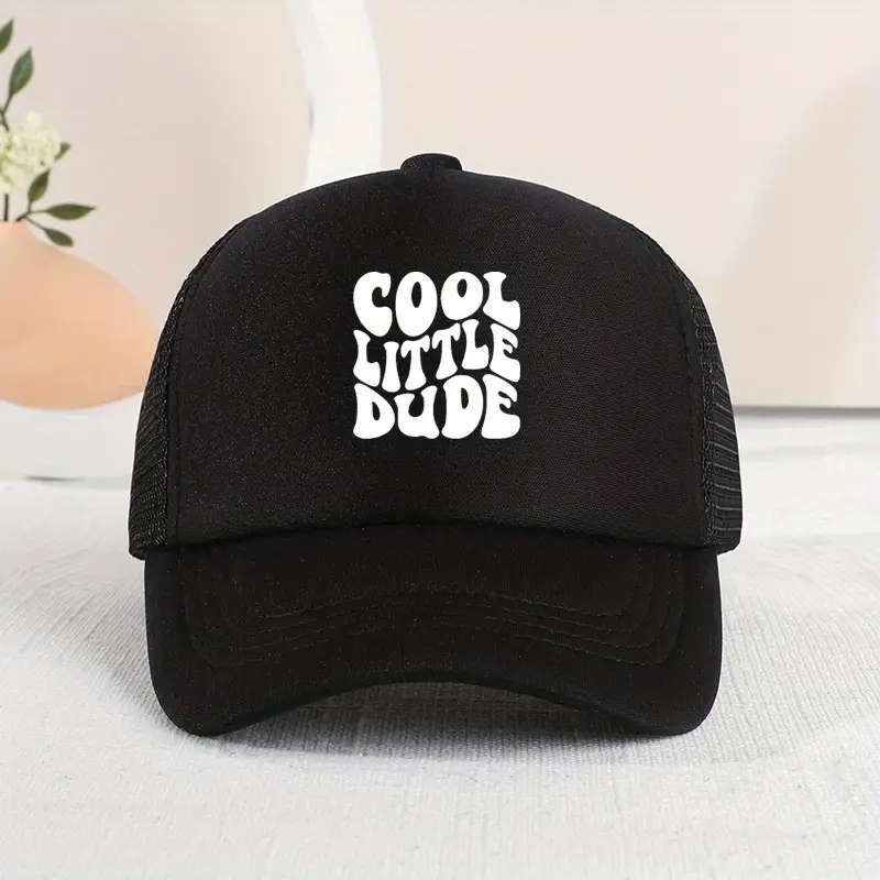 1pc Casual Trendy COOL LITTLE DUDE Mesh Stitching Cap Sun Protection Comfortable Breathable Cap