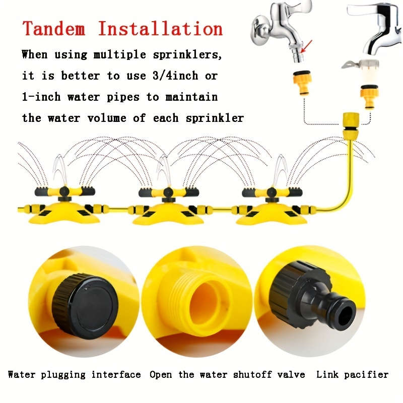 1Pc Sprinklers Lawn Automatic Sprinkler Rotating 3 Adjustable Rotating Arms