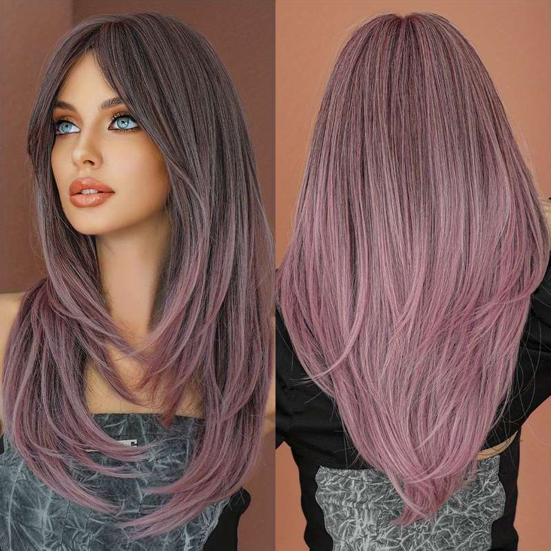 1Pc Pink Purple 60.96cm Fashion Design Wig