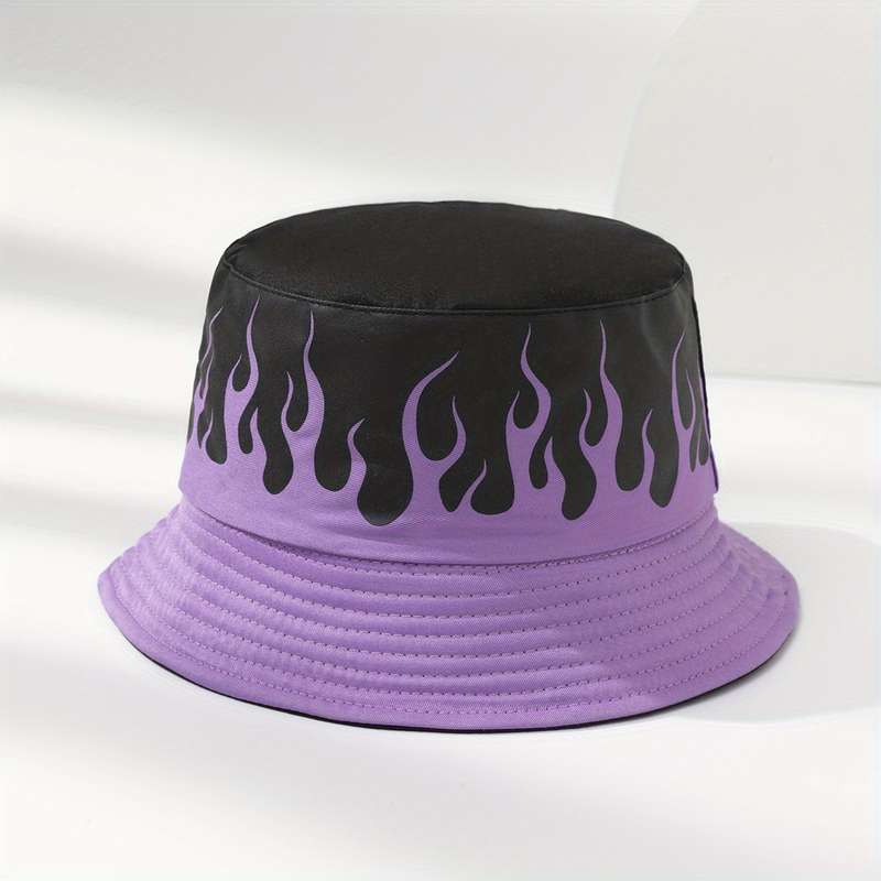 1pc Flame Pattern Fisherman Hat For Outdoor Beach Travel Unisex Ideal Choice For Gifts