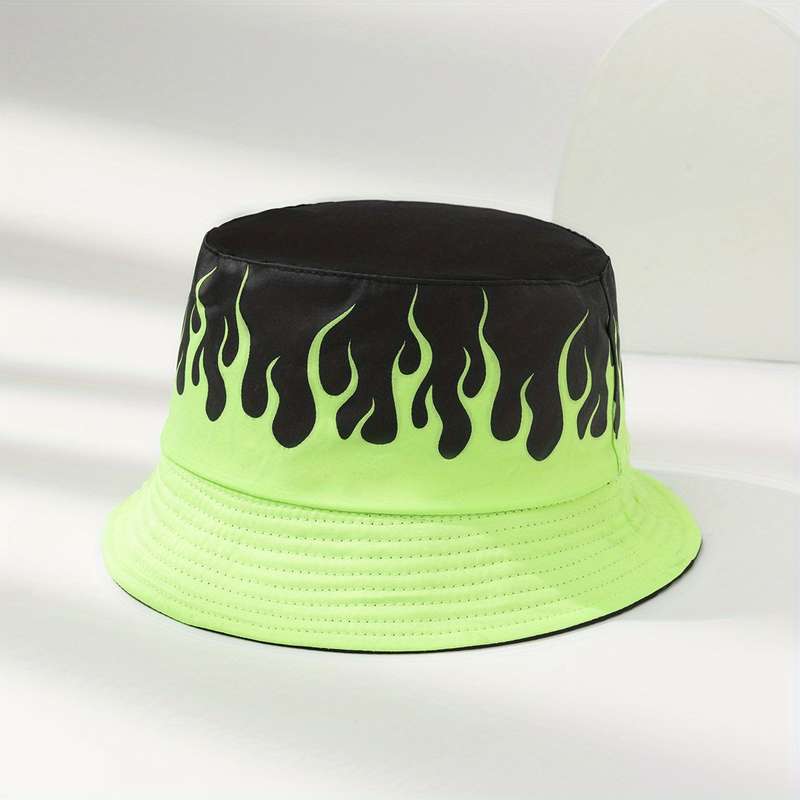 1pc Flame Pattern Fisherman Hat For Outdoor Beach Travel Unisex Ideal Choice For Gifts
