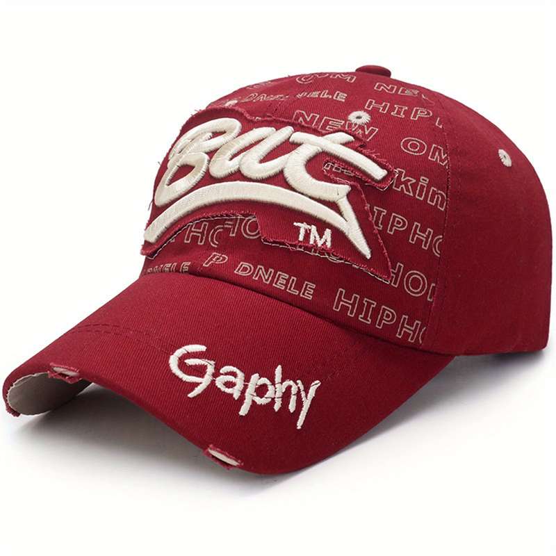 1pc Street Style Ripped BAT Baseball Cap 100% Hip Hop Inspired with Vibrant Letter Print Snapba