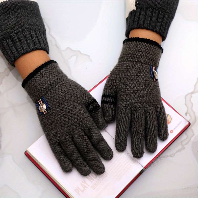 1 Pair Five Star Dark Gray Size 4 To 8 Years Old Warm Gloves