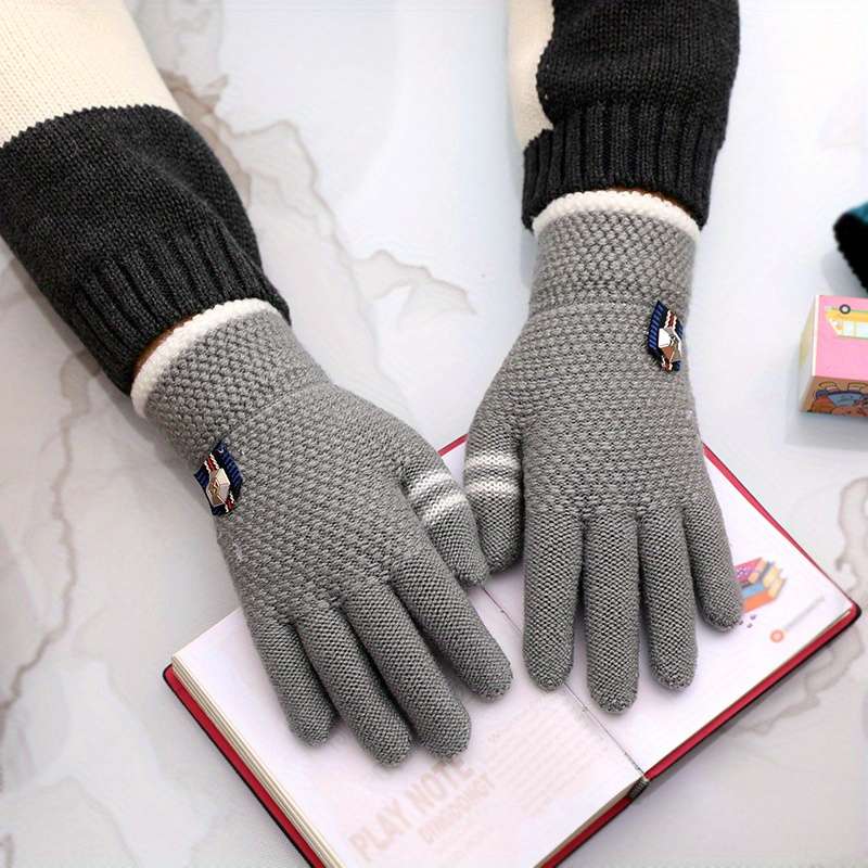 1 Pair Five Star Light Gray Size 4 To 8 Years Old Warm Gloves