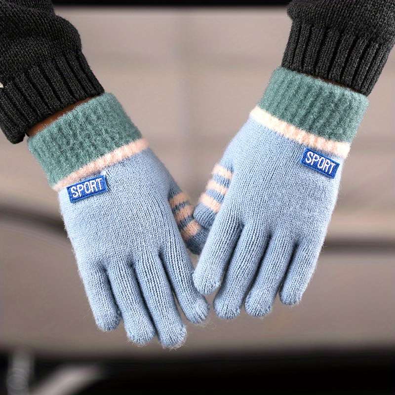1 Pair Sports Blue Size 4 To 8 Years Old Warm Gloves