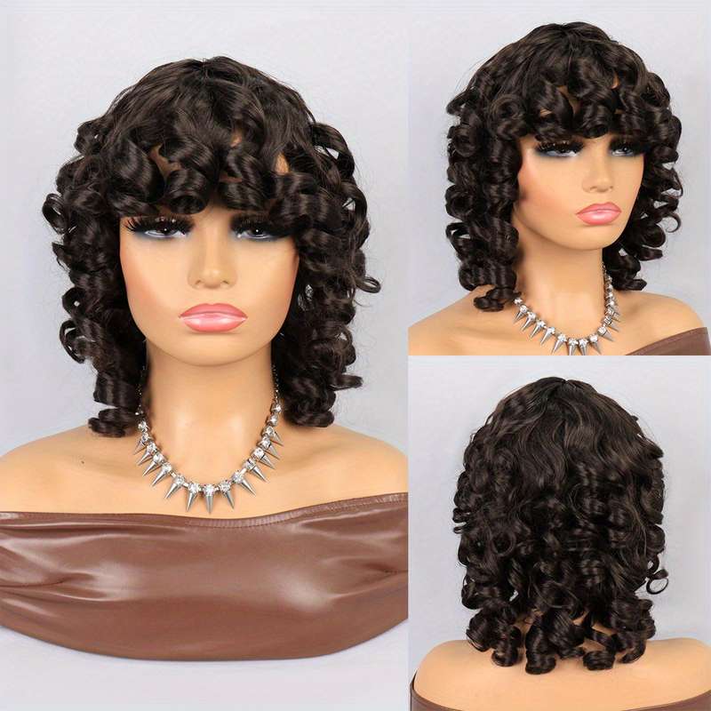 1Pc Coffee Color 35.56cm Fashion Design Wig