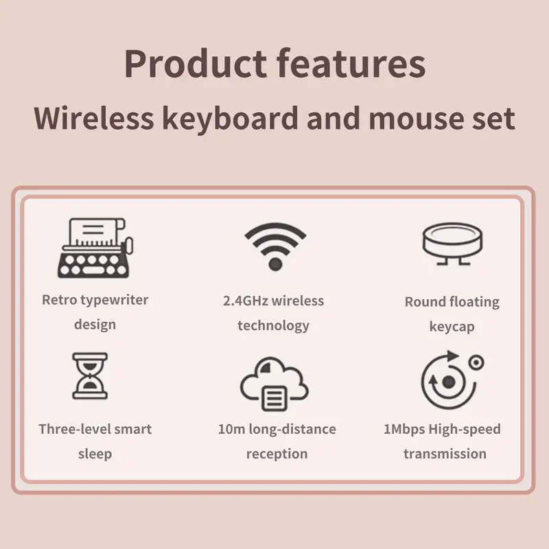 MOFII Sweet Retro Punk Mixed Color Wireless Keyboard and Mouse Set