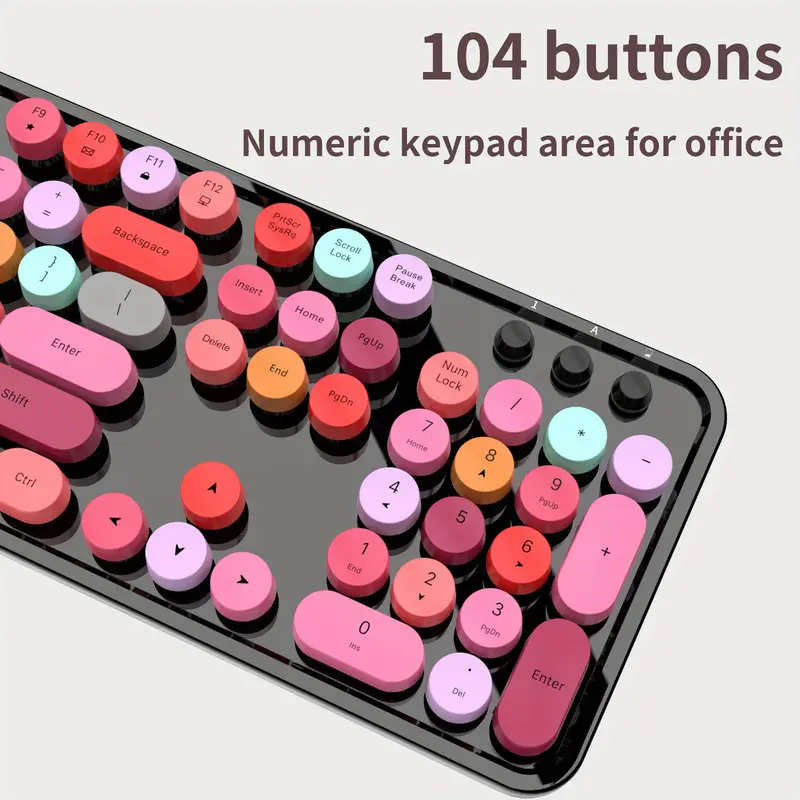 MOFII Sweet Retro Punk Mixed Color Wireless Keyboard and Mouse Set