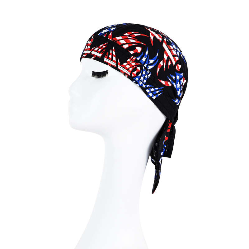 1pc Pirate Hat for Adults Black with White Skull Red Heart Pattern Lightweight Knit Headge