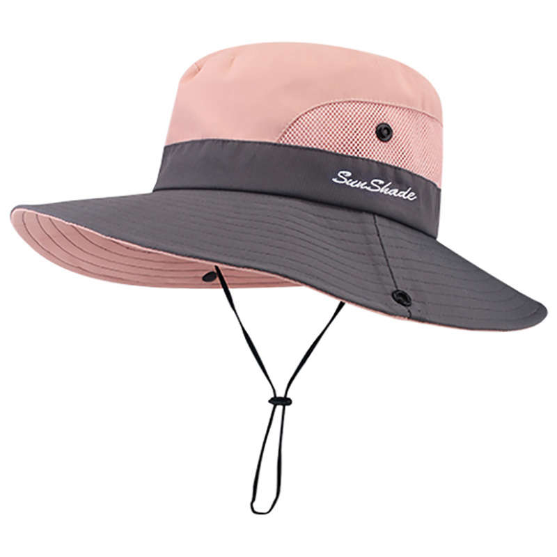 1pc SUNYGOOG UV Protection Breathable Fishing Bucket Hat with Cooling Mesh Ponytail Opening Adju