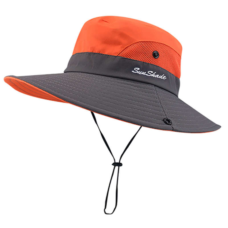 1pc SUNYGOOG UV Protection Breathable Fishing Bucket Hat with Cooling Mesh Ponytail Opening Adju