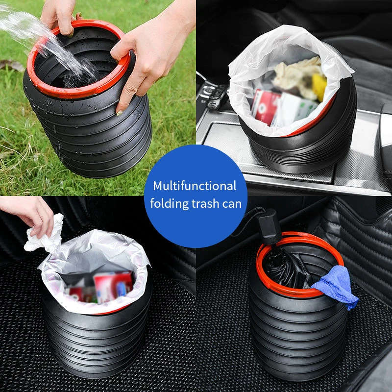 1pc 4L Outdoor Portable Camping Folding Trash Can Magic Bucket Folding Garbage Can Multi-functional