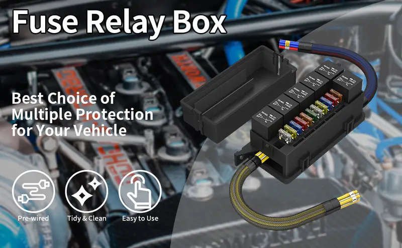 12 volt fuse relay box pre wired fuse and relay box with 6 relays and 11 way atc ato blade fuses 12v relay fuse box block for auto car marine boat details 0