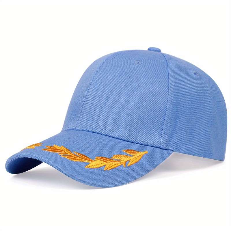 1pc Wheat Embroidery Unisex Baseball Cap Solid Color Casual Dad Hat Adjustable Sports Sports Hats F