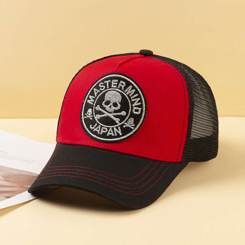 1pc Skull Letter Patchwork Mesh Baseball Cap Lightweight Breathable Sun Hat for Outdoor Activi