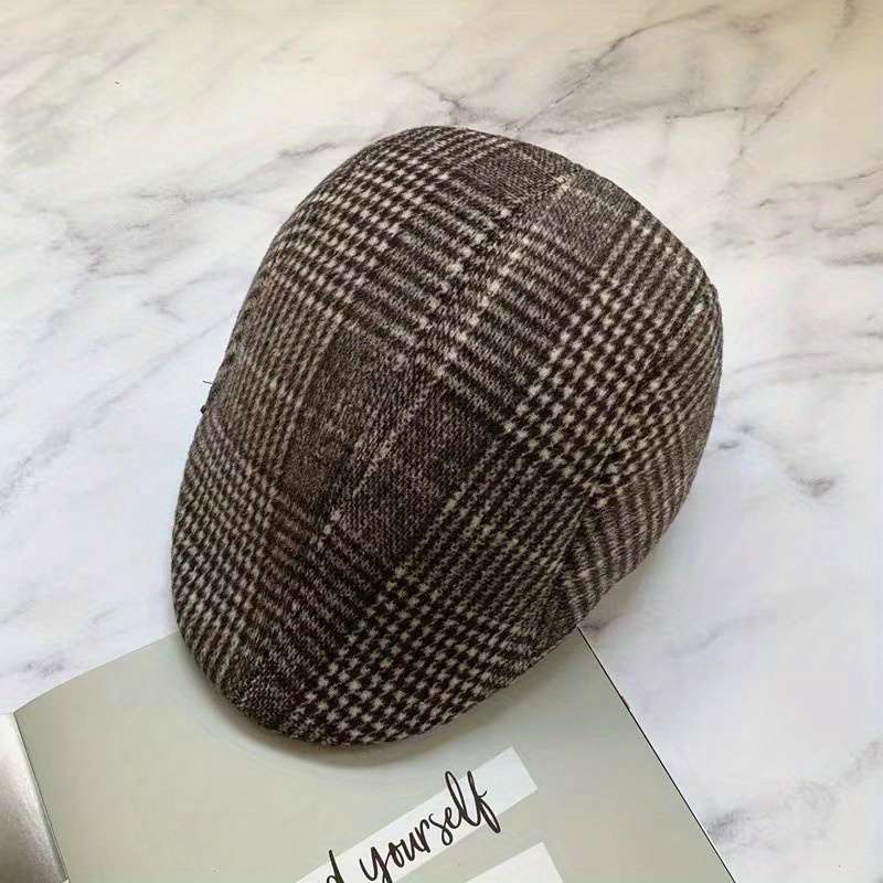1pc Men's British Style Duckbill Cap 65% Polyester Woven Boho Hat