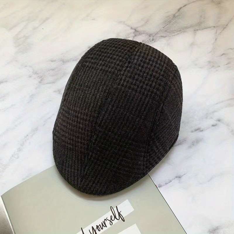 1pc Men's British Style Duckbill Cap 65% Polyester Woven Boho Hat