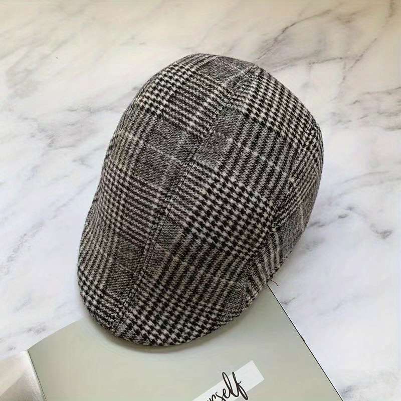 1pc Men's British Style Duckbill Cap 65% Polyester Woven Boho Hat