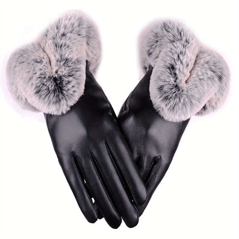 1 Pair Black One Size Warm Gloves