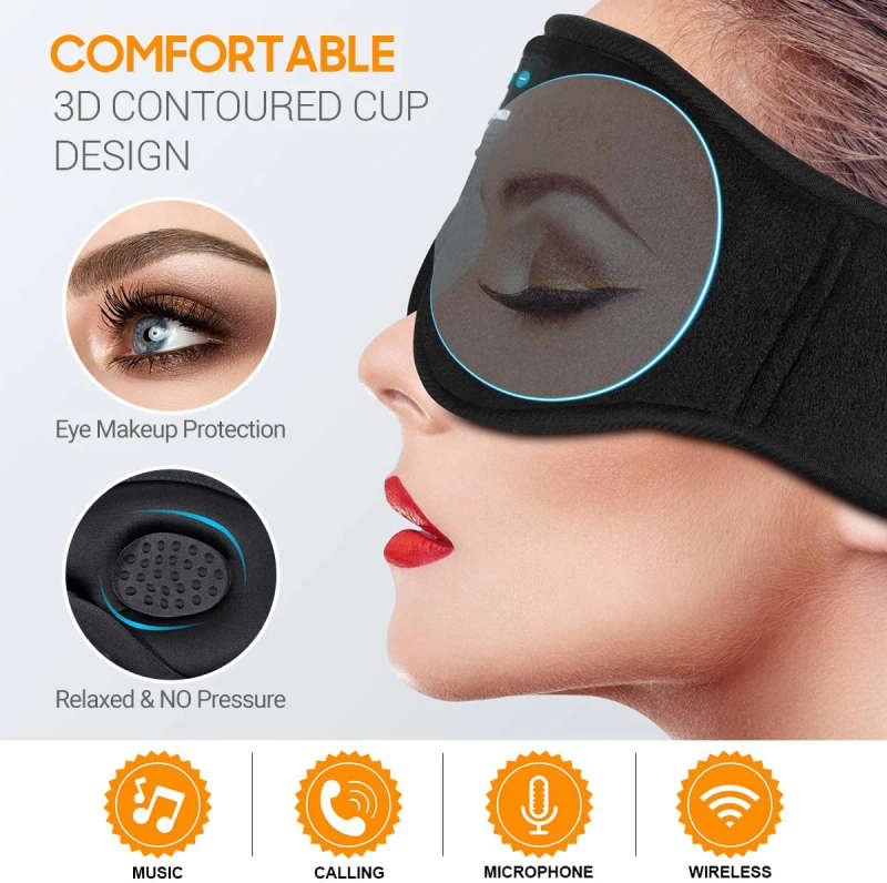 1pc Sleep Mask with Wireless Headphones Built-In
