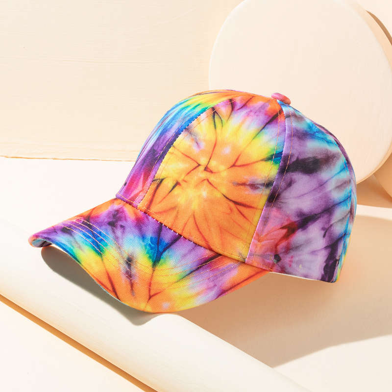 1pc Tie-Dye Baseball Cap Vibrant Multicolor Adjustable Fit Lightweight Polyester Casual Outdo