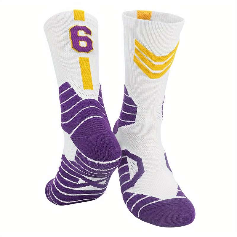1 Pair White Purple 6 One Size Socks