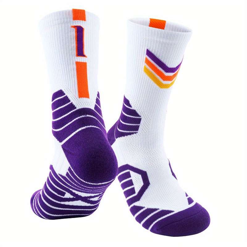 1 Pair White Purple 1 One Size Socks