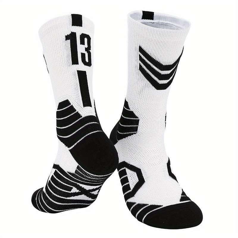 1 Pair White Black 13 One Size Socks