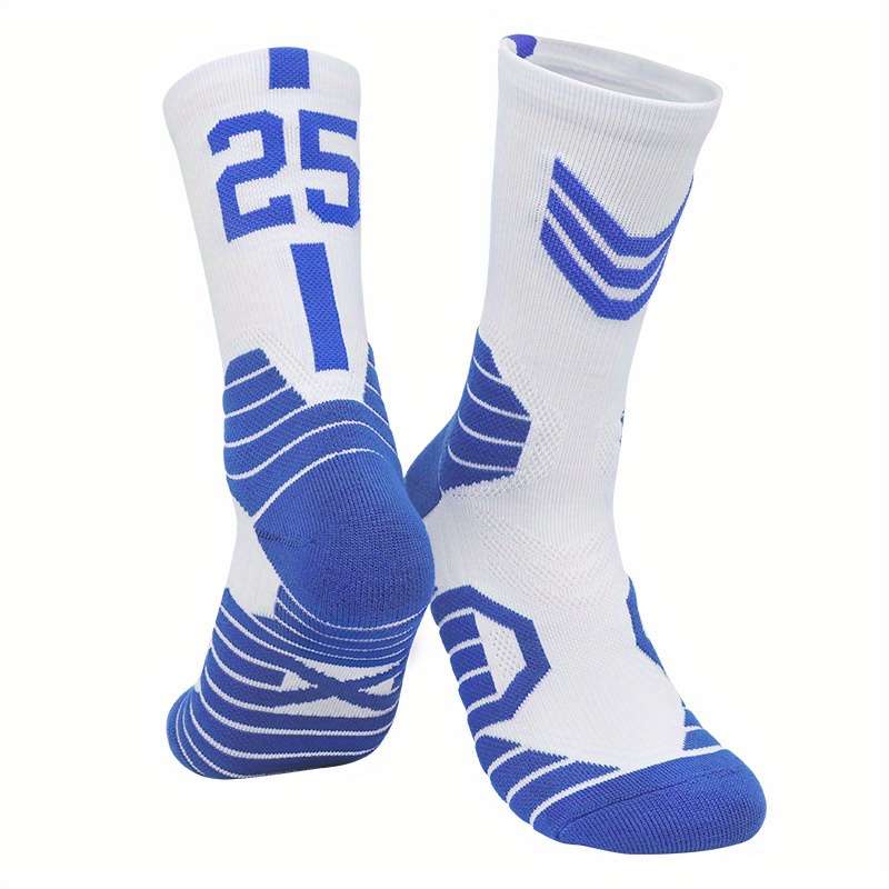 1 Pair White Blue 25 One Size Socks