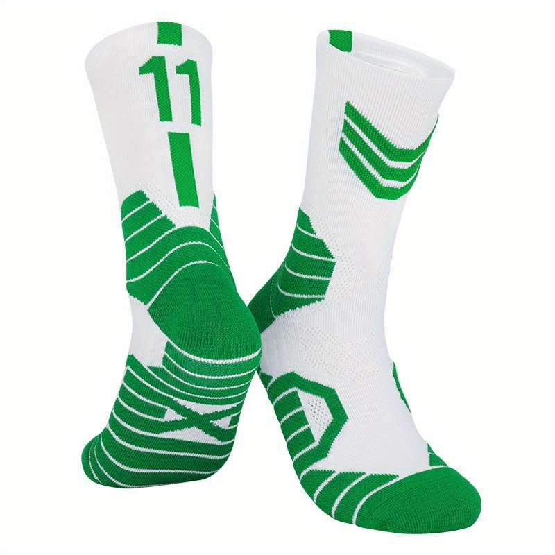 1 Pair White Green 11 One Size Socks