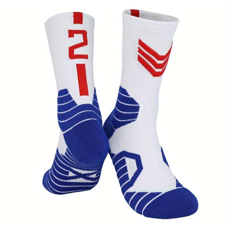 1 Pair White Blue 2 One Size Socks