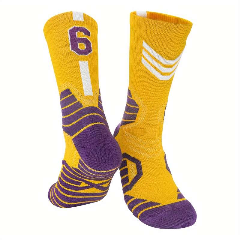 1 Pair Yellow Purple 6 One Size Socks