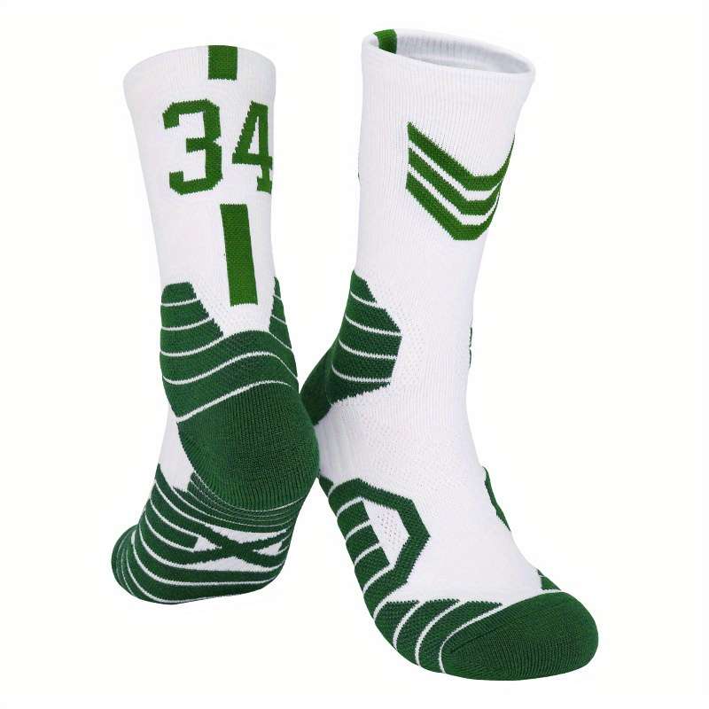 1 Pair White Green 34 One Size Socks