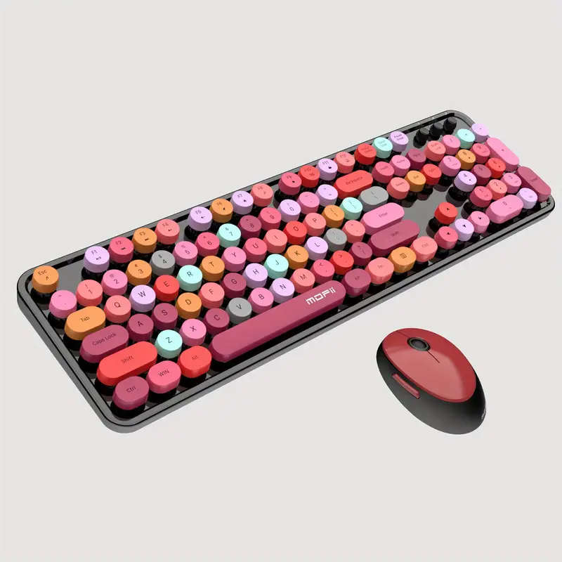 MOFII Sweet Retro Punk Mixed Color Wireless Keyboard and Mouse Set