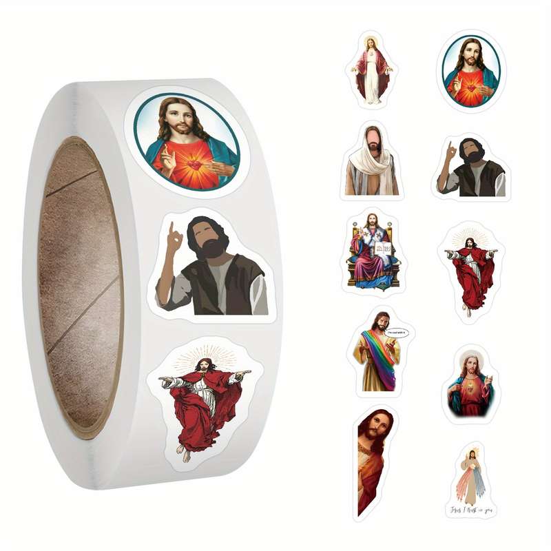 500pcs Jesus Stickers Roll Jesus Christian Themed Stickers