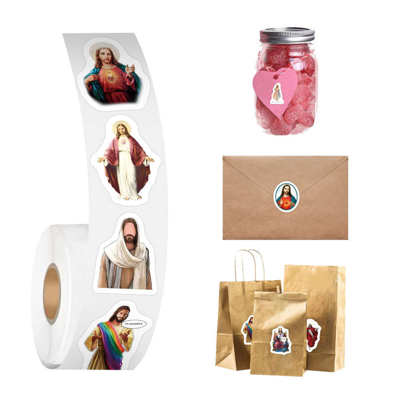 500pcs Jesus Stickers Roll Jesus Christian Themed Stickers