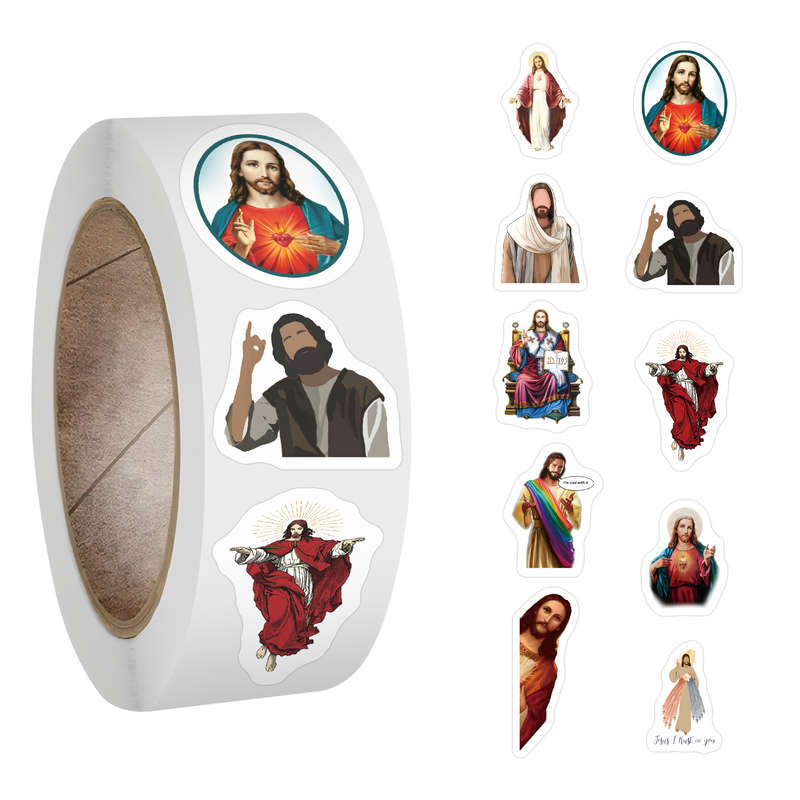 500pcs Jesus Stickers Roll Jesus Christian Themed Stickers