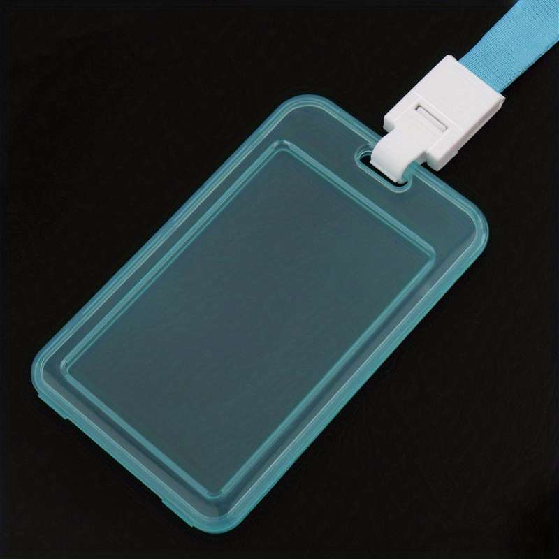1pc Various Transparent Color Card Set Lanyard Hanging Clip Card Holder Student Teacher Certificat