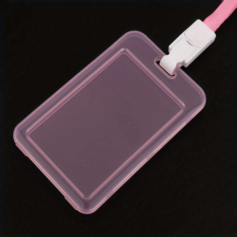 1pc Various Transparent Color Card Set Lanyard Hanging Clip Card Holder Student Teacher Certificat