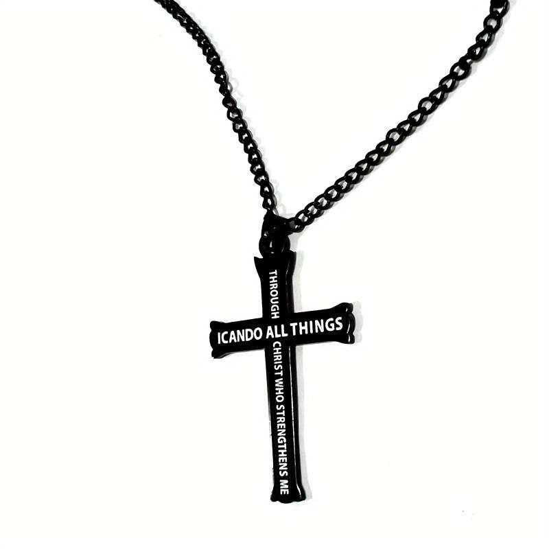 1 Piece Golden Add Blackx2 Jesus Theme Pendant