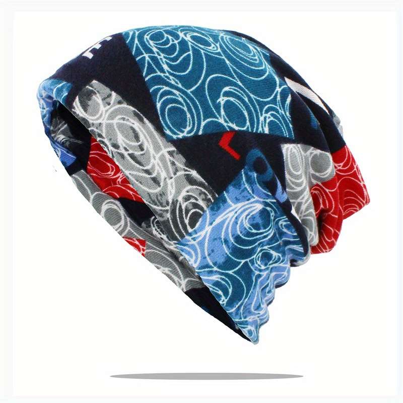 1pc Fashion Printed Hooded Hat Autumn And Winter Double-layered Hat