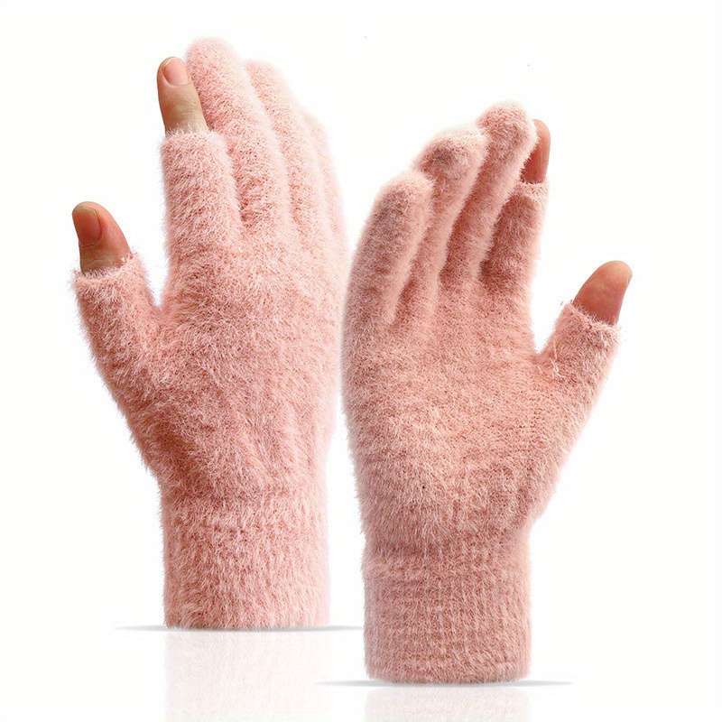 1 Pair Pink Warm Gloves