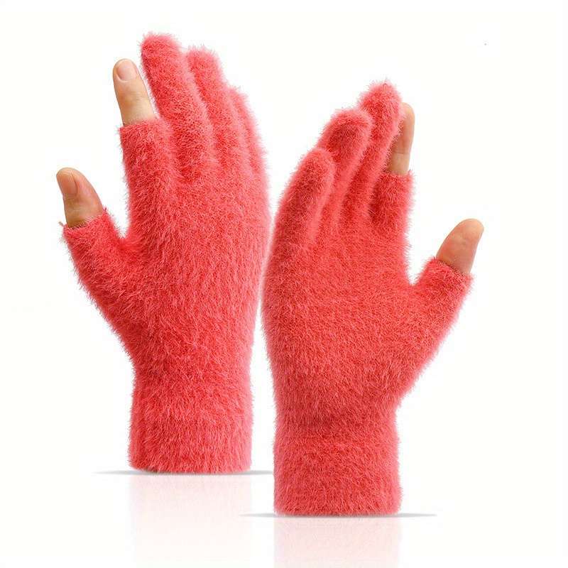 1 Pair Watermelon Red Warm Gloves