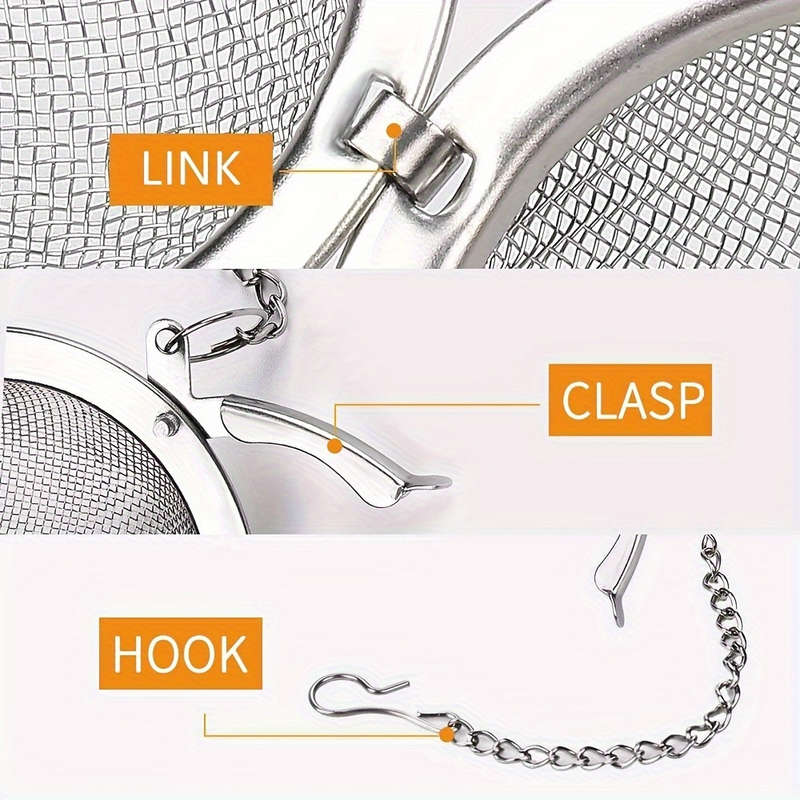 1pc 304 Stainless Steel Seasoning Strainer Ball Tea Infuser with Chain Hook Soup Seasoning Filter