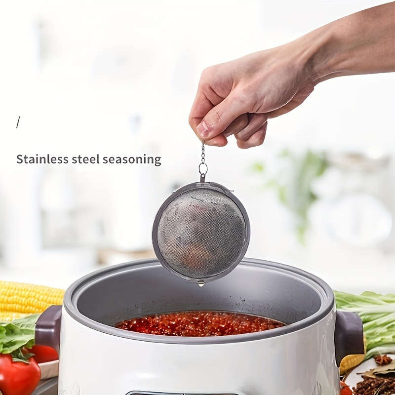 1pc 304 Stainless Steel Seasoning Strainer Ball Tea Infuser with Chain Hook Soup Seasoning Filter