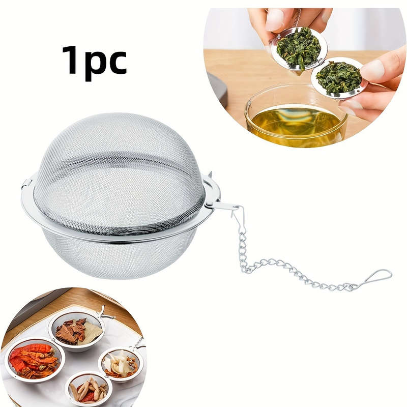 1pc 304 Stainless Steel Seasoning Strainer Ball Tea Infuser with Chain Hook Soup Seasoning Filter