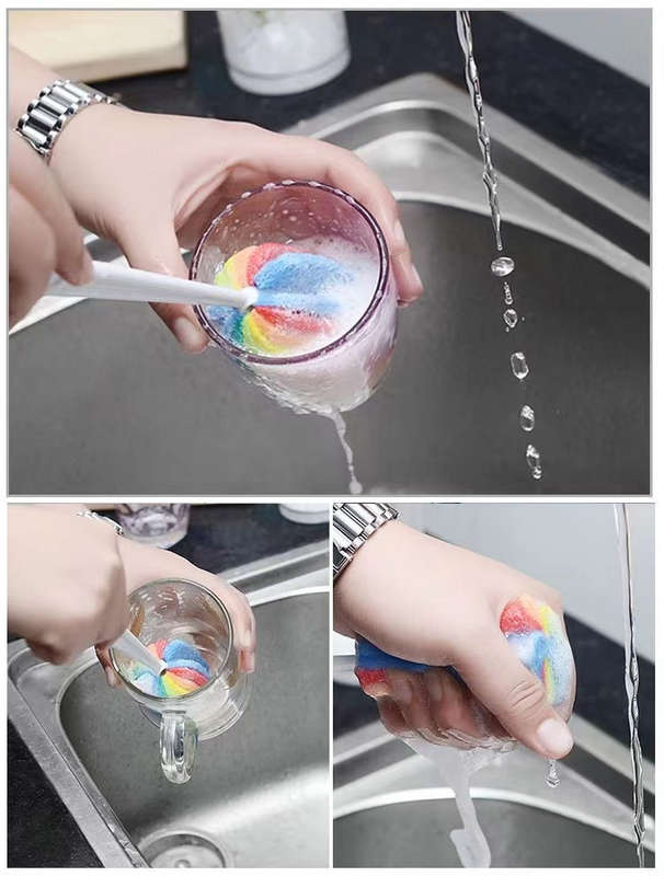 1pc Durable Long Handle Multicolor Kitchen Cup Brush with Hanging Hole Hard Bristle Milk Bott