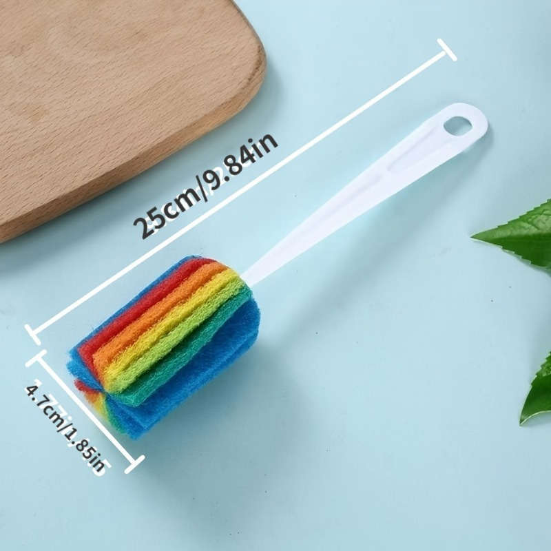 1pc Durable Long Handle Multicolor Kitchen Cup Brush with Hanging Hole Hard Bristle Milk Bott