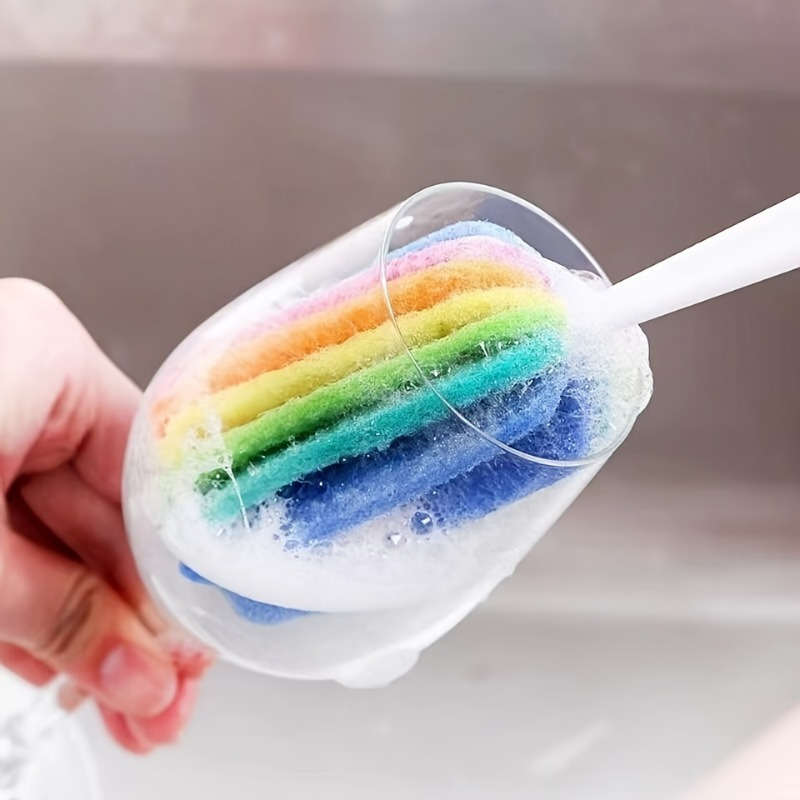 1pc Durable Long Handle Multicolor Kitchen Cup Brush with Hanging Hole Hard Bristle Milk Bott