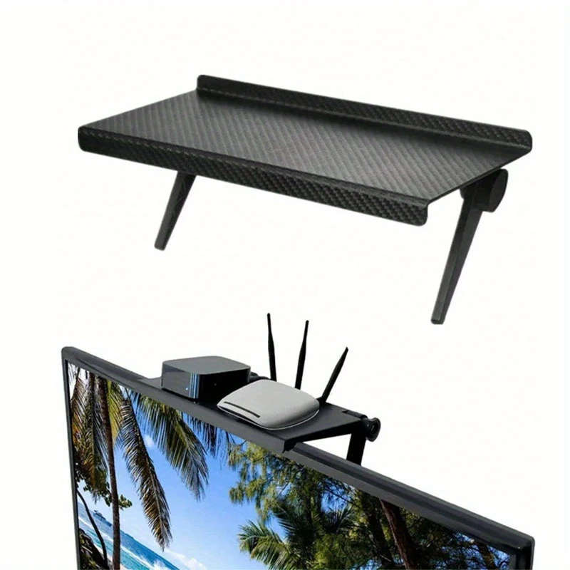 1pc Adjustable TV Screen Top Shelf 11x24cm Computer Monitor Desktop Storage Rack Media Box Router